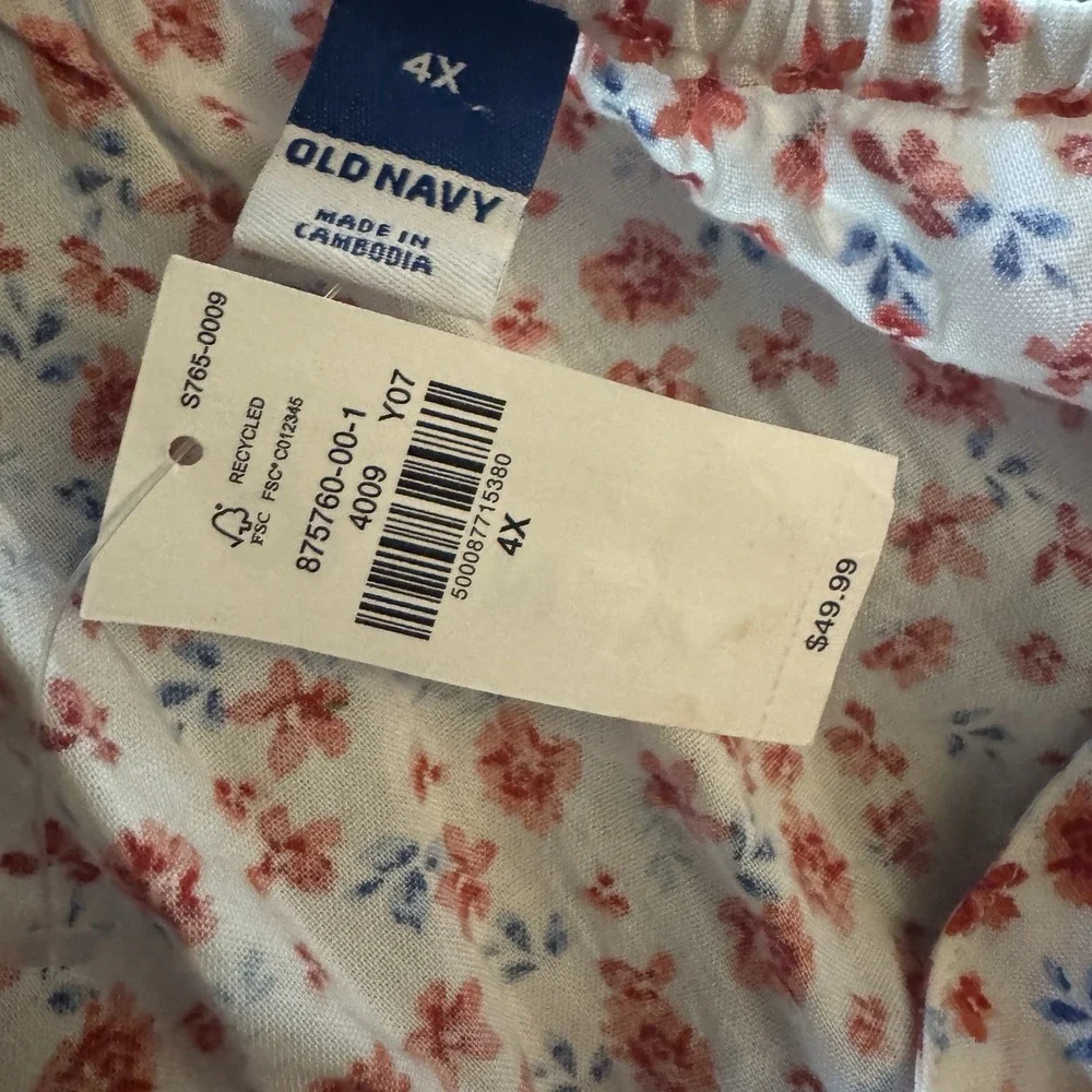 Old Navy Mini Dress Women 4X Waist-Defined Floral Ruffle Flutter Sleeve Tie Back - Picture 4 of 7